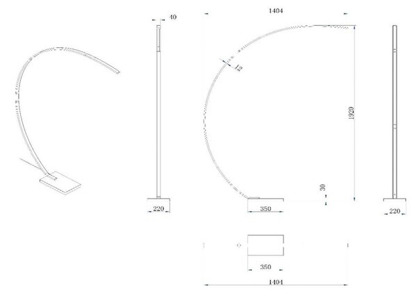 Lucide Lampada da terra ad arco LED Curve, dimmerabile, Ottone / Oro, Soggiorno / Sala da pranzo, Metallo, Moderno, Lampada LED da terra