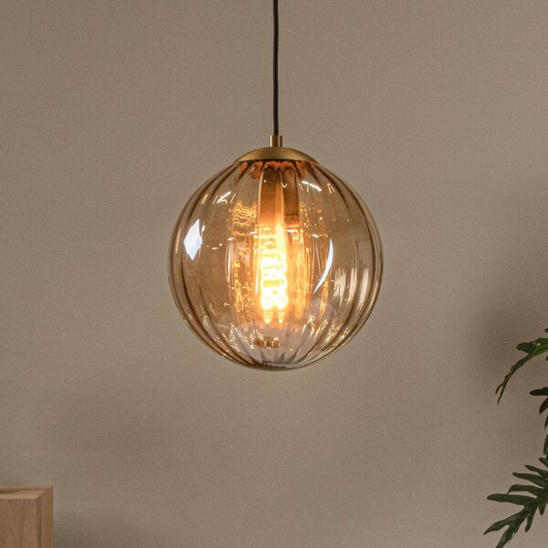 Lucide Lampada a sospensione in vetro Monsaraz, dimmerabile, Crema / Ambra, Soggiorno / Sala da pranzo, Vetro, Lampada a sospensione
