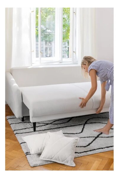 Divano bianco allungabile/con contenitore con rivestimento in velluto a coste 215 cm Bjork – Bonami Selection
