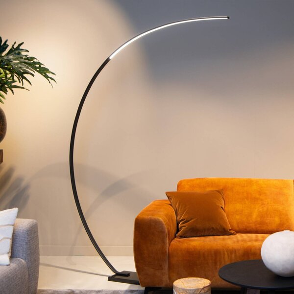 Lucide Lampada da terra ad arco LED Curve, dimmerabile, Nero, Soggiorno / Sala da pranzo, Metallo, Moderno, Lampada LED da terra