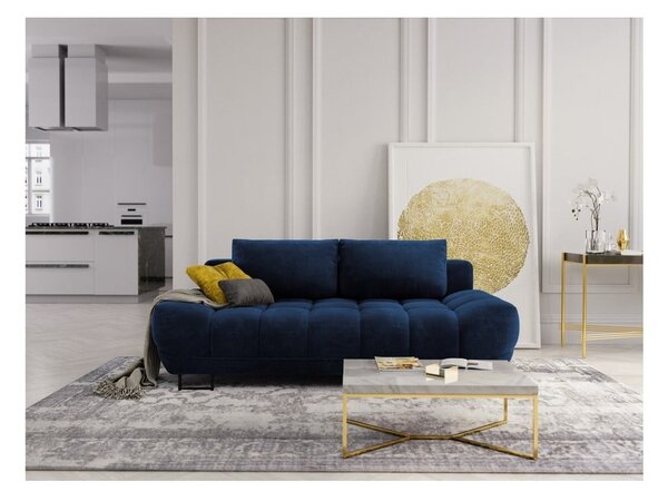 Divano letto a tre posti blu reale con rivestimento in velluto Cirrus - Windsor & Co Sofas