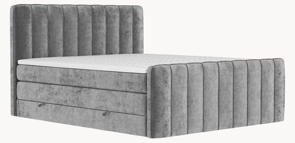 Letto boxspring in ciniglia fatto a mano con contenitore Novara, H3