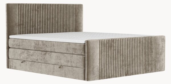 Letto boxspring in ciniglia fatto a mano con contenitore Bergamo, H3
