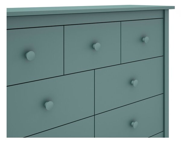 Cassettiera bassa per bambini in legno di pino color petrolio 110x80 cm Max - Marckeric