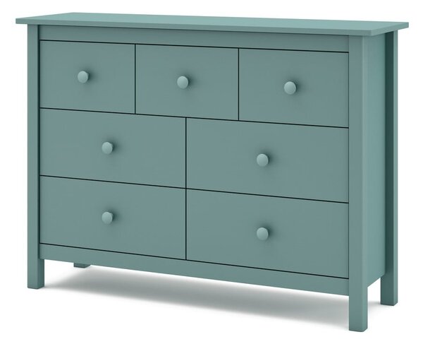 Cassettiera bassa per bambini in legno di pino color petrolio 110x80 cm Max - Marckeric