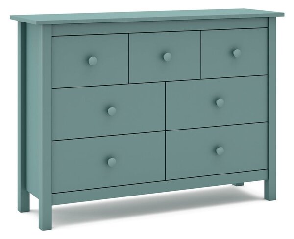 Cassettiera bassa per bambini in legno di pino color petrolio 110x80 cm Max - Marckeric