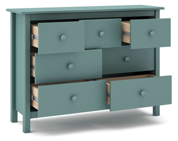 Cassettiera bassa per bambini in legno di pino color petrolio 110x80 cm Max - Marckeric
