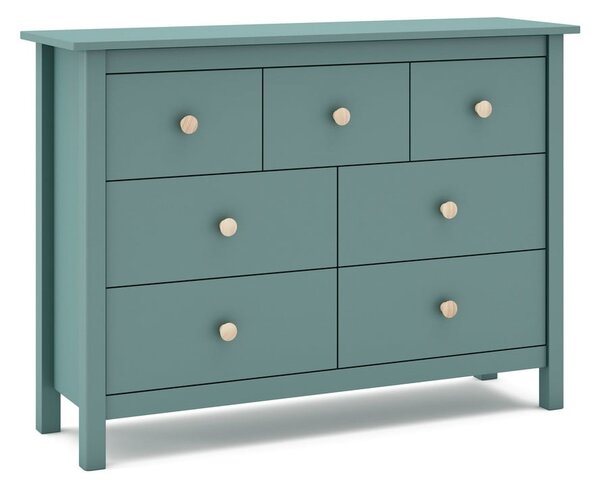 Cassettiera bassa per bambini in legno di pino color petrolio 110x80 cm Max - Marckeric