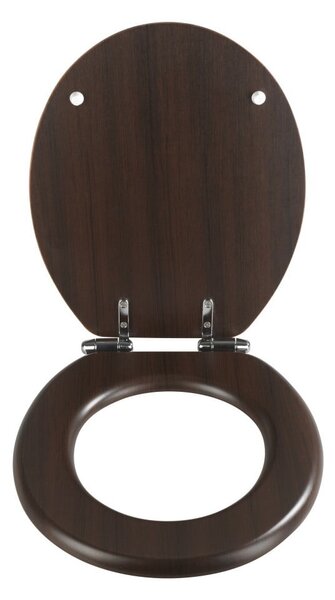 Sedile per WC scuro con chiusura facilitata Wengé, 43 x 37 cm - Wenko
