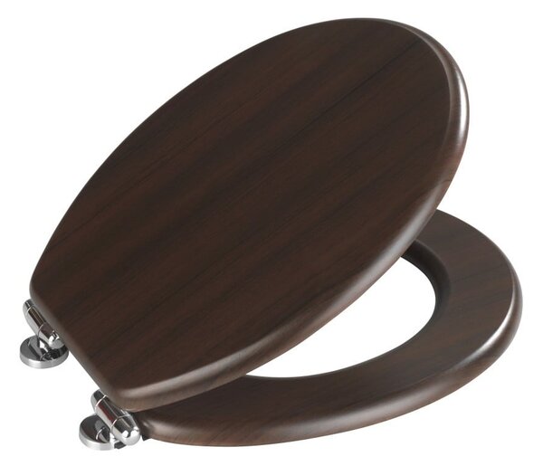Sedile per WC scuro con chiusura facilitata Wengé, 43 x 37 cm - Wenko