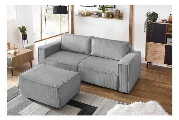 Sgabello in velluto a coste grigio chiaro Nihad - Bobochic Paris
