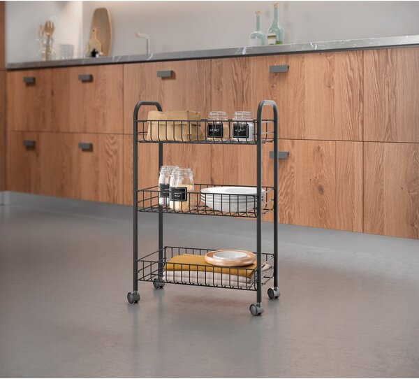Carrello mobile in acciaio inox nero Lava Lugano - Metaltex