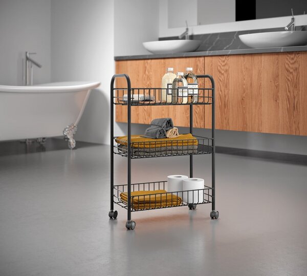 Carrello mobile in acciaio inox nero Lava Lugano - Metaltex