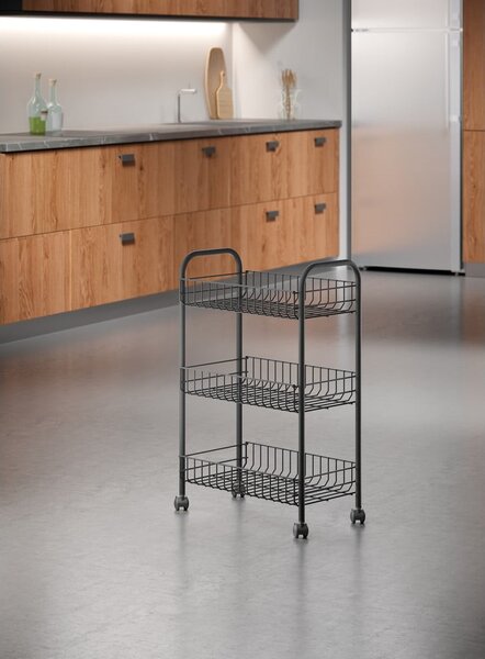 Carrello mobile in acciaio inox nero Lava Lugano - Metaltex