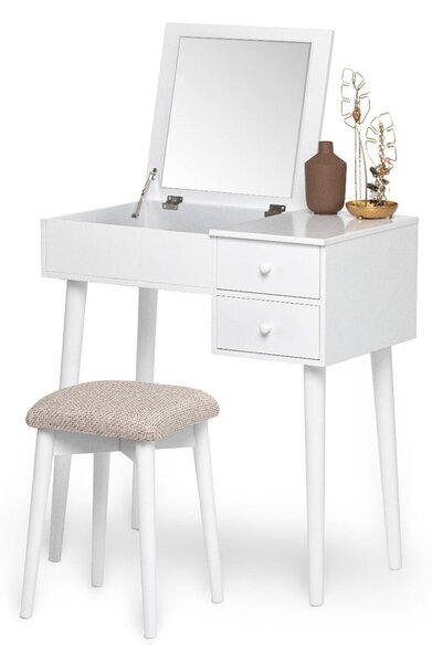 Tavolino da toilette bianco con specchio, portagioie e 2 cassetti Beauty - Bonami Essentials