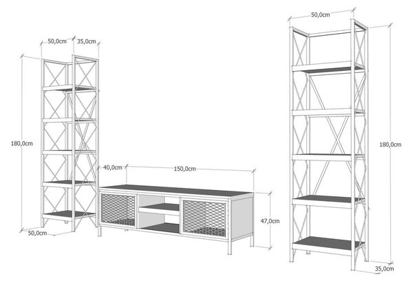 Televisore antracite/naturale 150x47 cm Maxim - Kalune Design