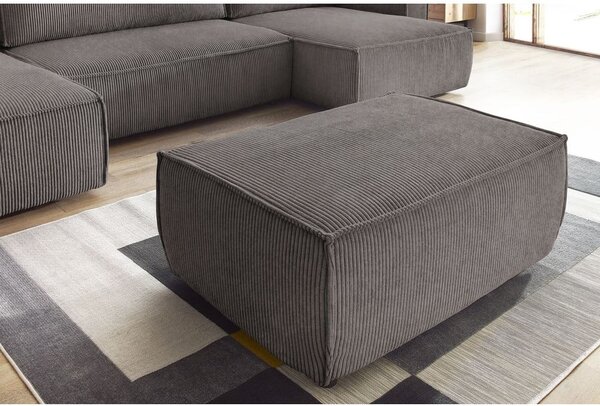 Poggiapiedi grigio tortora con rivestimento in velluto a coste Nihad – Bobochic Paris