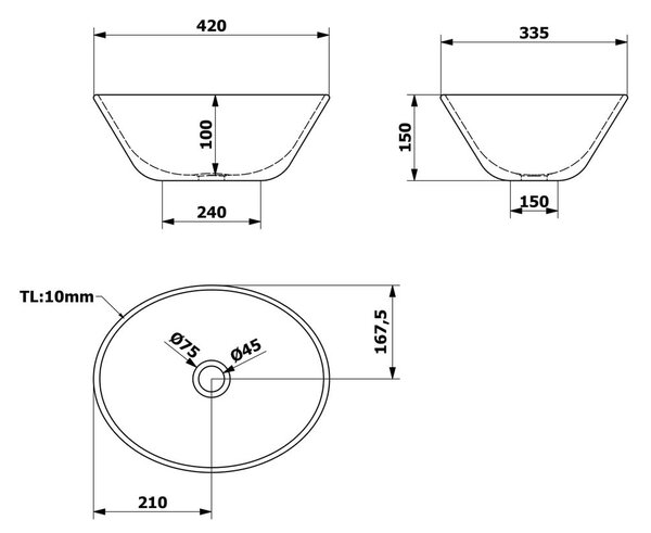 Lavabo bianco in ceramica 42x34 cm Aqualine – Sapho