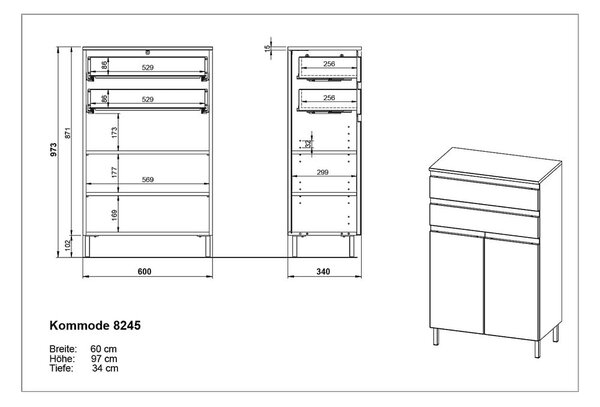 Mobile bagno bianco 60x97 cm Salinas - Germania