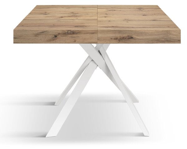 Tavolo allungabile <b> Leonardo </b> da 95 a 145 con gambe incrociate bianche