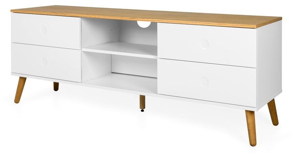 Tavolo TV bianco con gambe in rovere, larghezza 162 cm Dot - Tenzo