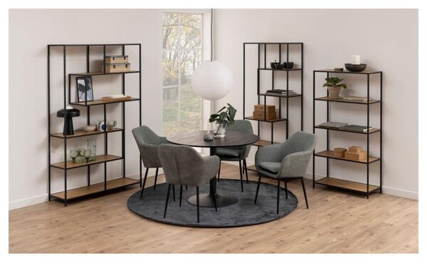 Libreria nera-color legno naturale effetto rovere 77x150 cm Seaford - Actona