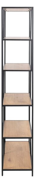 Libreria nera-color legno naturale effetto rovere 114x185 cm Seaford - Actona
