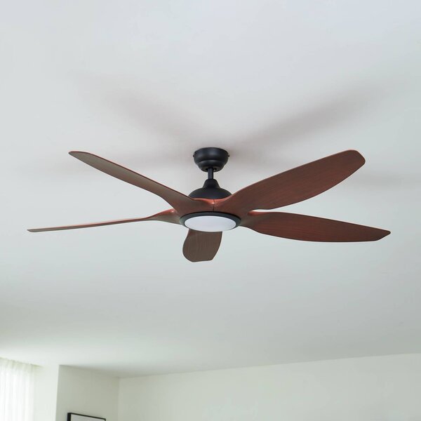 Ventilatore da soffitto Lucande LED Omendo, nero, DC, silenzioso, CCT Omendo Lucande, dimmerabile, Nero, Soggiorno / Sala da pranzo, Metallo, Moderno