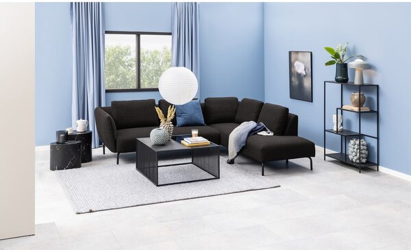 Tavolino nero con piano in vetro 80x80 cm Strington - Actona