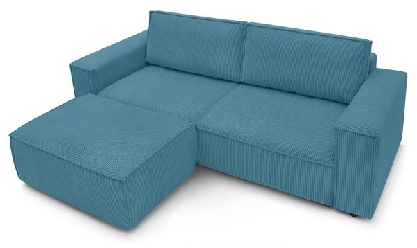 Divano turchese allungabile con rivestimento in velluto a coste 245 cm Nihad – Bobochic Paris