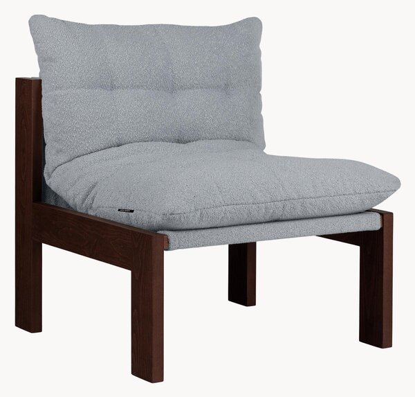 Poltrona lounge in bouclé e legno di faggio Huno