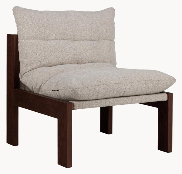 Poltrona lounge in bouclé e legno di faggio Huno
