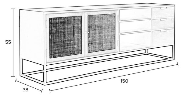 Tavolo TV in rattan nero 38x55 cm Guuji - White Label