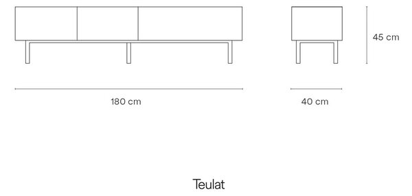 Tavolo TV in rovere decorato in bianco e naturale 180x45 cm Arista - Teulat