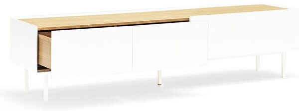 Tavolo TV in rovere decorato in bianco e naturale 180x45 cm Arista - Teulat