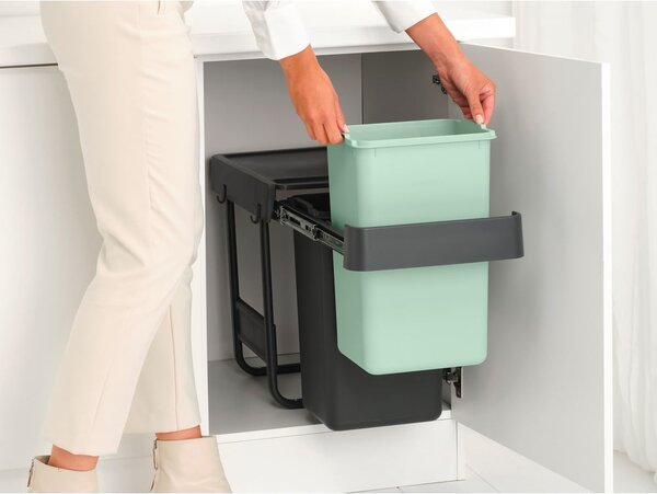 Bidone in plastica da incasso per raccolta differenziata in grigio scuro menta 30 l Sort&Go - Brabantia