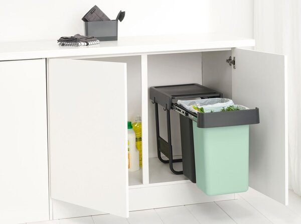 Bidone in plastica da incasso per raccolta differenziata in grigio scuro menta 30 l Sort&Go - Brabantia