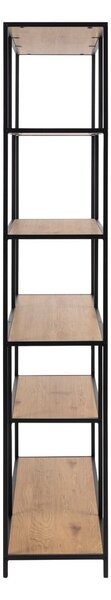 Libreria nera-color legno naturale effetto rovere 135x185 cm Seaford - Actona