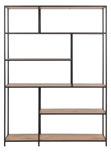 Libreria nera-color legno naturale effetto rovere 135x185 cm Seaford - Actona