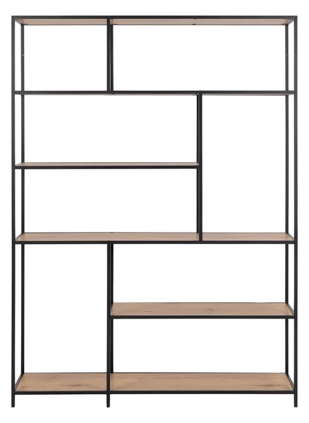 Libreria nera-color legno naturale effetto rovere 135x185 cm Seaford - Actona