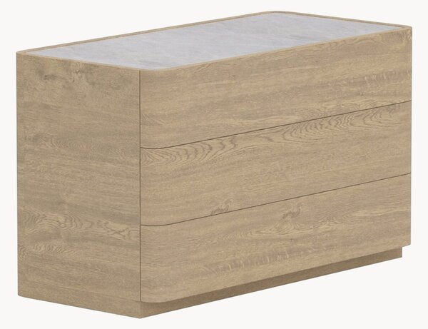 Cassettiera effetto legno con piano in vetro Noble