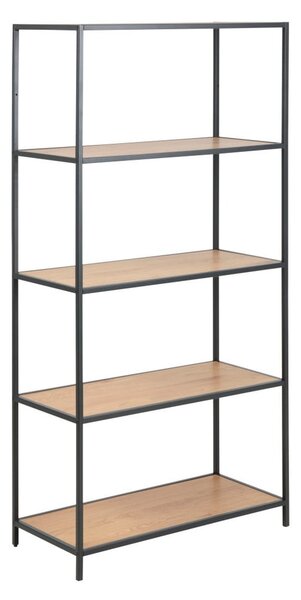 Libreria nera-color legno naturale effetto rovere 77x150 cm Seaford - Actona