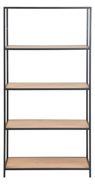 Libreria nera-color legno naturale effetto rovere 77x150 cm Seaford - Actona
