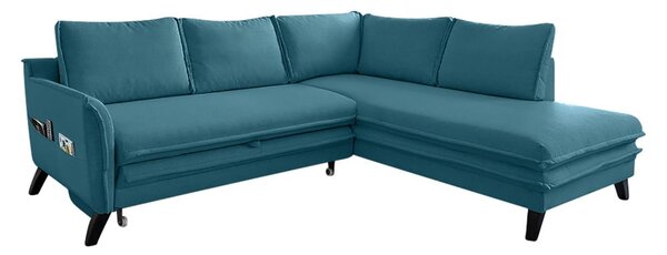Divano letto angolare turchese L, angolo destro Charming Charlie - Miuform