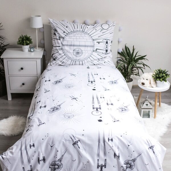 Biancheria da letto per bambini in cotone con effetto luminoso per letto singolo 140x200 cm Star Wars - Jerry Fabrics