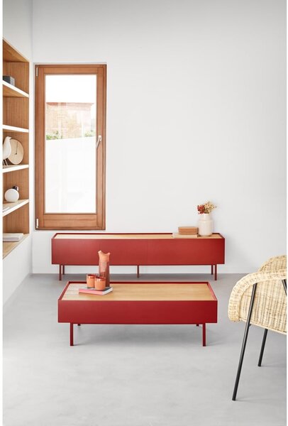 Mobile TV rosso scuro effetto rovere 180x45 cm Arista - Teulat