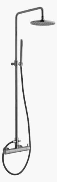 Miscelatore termostatico doccia esterno con colonna estensibile in ottone, deviatore, flessibile Cromotech, soffione diametro 200mm e doccia in ottone cod.18247