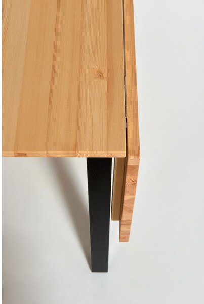 Tavolo da pranzo pieghevole in pino con struttura nera , 120 (200) x 70 cm Brisbane - Bonami Essentials