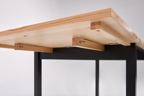 Tavolo da pranzo pieghevole in pino con struttura nera , 120 (200) x 70 cm Brisbane - Bonami Essentials