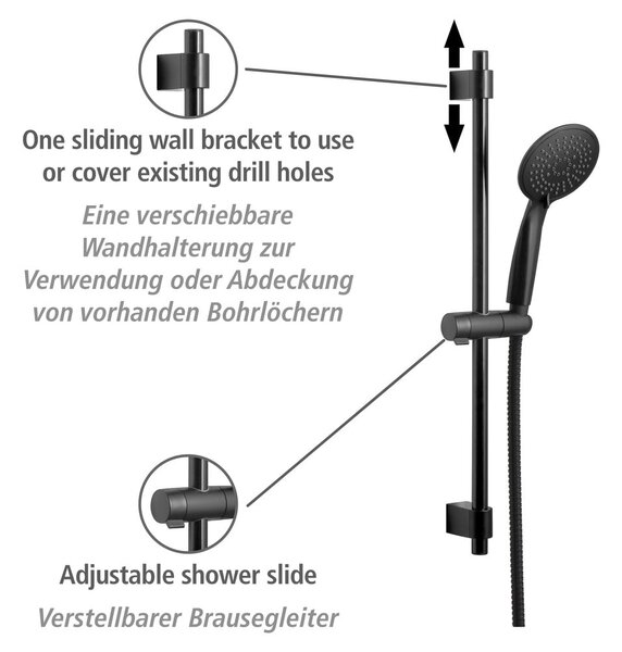 Set doccia nero in acciaio inox 66 cm Young - Wenko